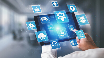 AI Virtual Assistant Artificial Intelligence Chatbot Controlled by Prompt Engineering for Explainable Generative AI information and LLM Deep Learning Technology for Smart Business Work Support. Spire