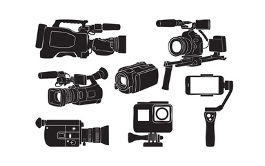 Video Camera Film Production Silhouette Set