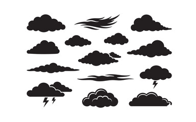 Cloud Weather Sky Silhouette Shape Set