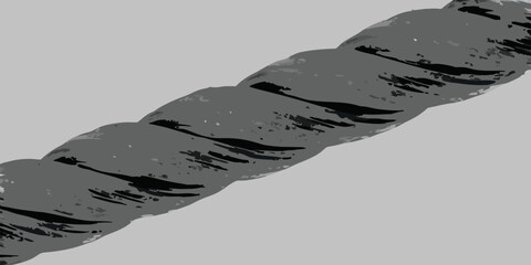 Abstract gray twisted rope illustration with rough textures and dynamic form © Rakesh