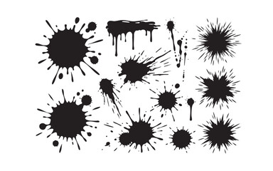 Black Ink Splatter Blot Grunge Texture Set