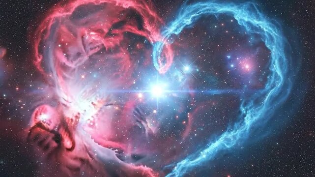 Vibrant cosmic nebulae symbolizing eternal union and love.