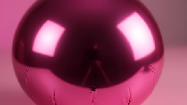 Pink Balloon Expanding and Inflating Under Soft Studio Lighting