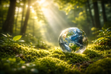 green planet earth in the forest