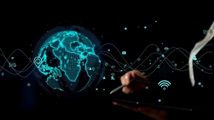 Explore the intersection of technology and geography with this dynamic digital visualization, showcasing global connectivity and innovation through interactive design. Xenic