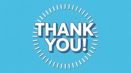 Stunning thank you message on blue background with white text