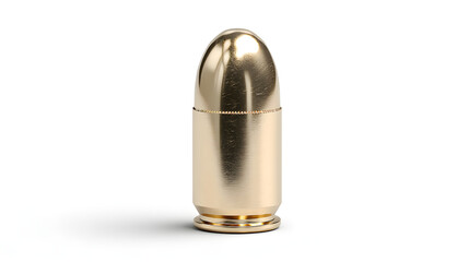 Naklejka premium Golden bullet standing alone against white background