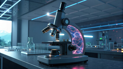 Advanced microscope in modern laboratory setting for scientific research
