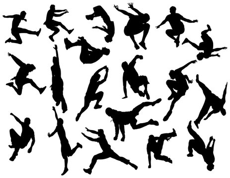 Set parkour silhouette vector illustration