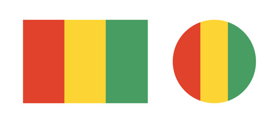 Fototapeta premium Set of Guinea national flag backgrounds. Flag of guinea badges. Flag rectangle, circle icons. Round, rectangular flag.