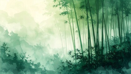 Vertical Zen Bamboo Forest Abstract Line Art Background