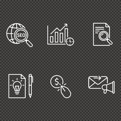 Digital Marketing and SEO Strategy Icon Set Online Business Growth and Advertising Symbols