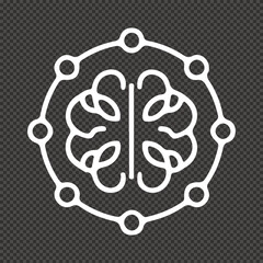 Artificial Intelligence and Neural Network Icon Brain-Computer Interface and Digital Intelligence Vector