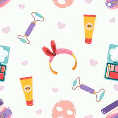 Flat cosmetic seamless pattern illustration