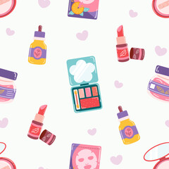 Flat cosmetic seamless pattern illustration