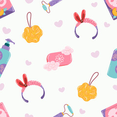 Flat cosmetic seamless pattern illustration