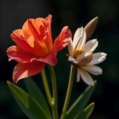 Fototapeta premium orange flower on black background