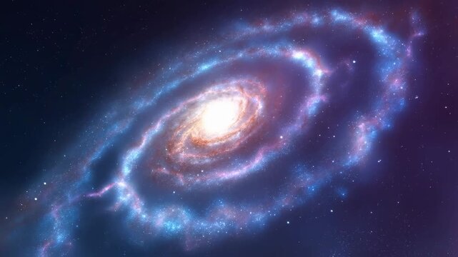 Vibrant galactic spiral unveiling cosmic motion in colorful nebula swirl