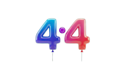 4.4 Balloon Numbers Floating on White Background