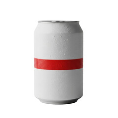 Single white soda can with red stripes