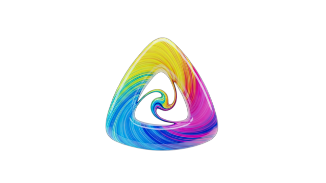 Abstract Colorful Triangle with Swirls on White Background - Powered by Adobe