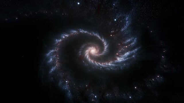 Mesmerizing galactic spiral swirl movement captured in deep space sequence