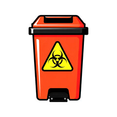 Red biohazard waste bin