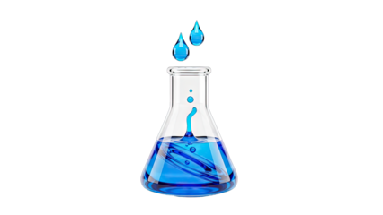 Blue Liquid Dropping into Beaker - Science Experiment