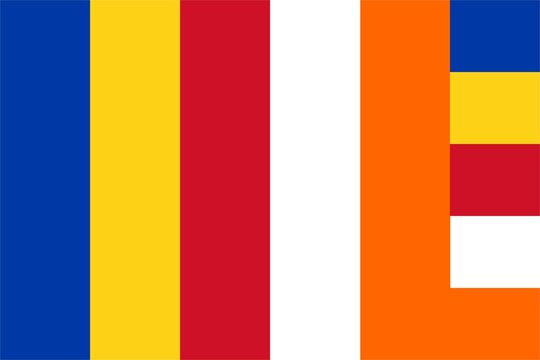 Buddhist Flag with Six Vertical Color Stripes &ndash; Symbol of Buddhism and Peace