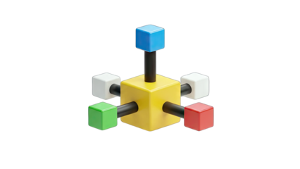 3D Render of a Network Structure on White Background