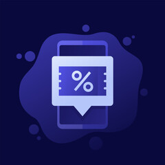 Naklejka premium coupon app vector design with a phone