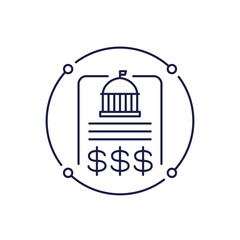 government budget line icon, federal spending bill vector