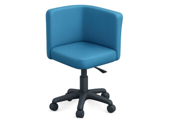 Fototapeta premium Blue modern ergonomic office chair with wheels providing comfortable support for work and home study desk