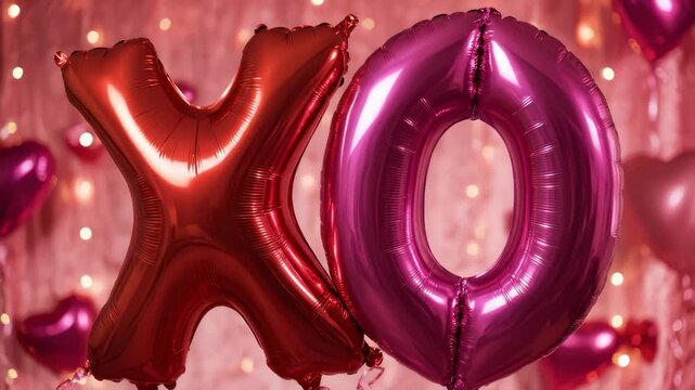 Xo Balloons Float Against Bokeh Lights for Valentine's Day Romance