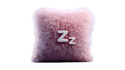 Sleepy pink pillow with zzz symbol isolated
