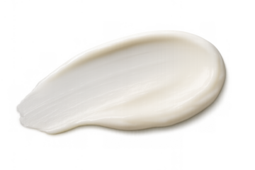 Cream smear with cosmetic texture on transparent background, showing moisturizer lotion for skincare and beauty product design