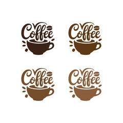 Stylized Coffee Logos with Cups and Beans Collection
