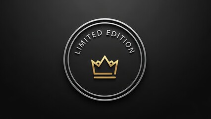 Luxury Limited Edition Gold Crown Logo on Black Background
