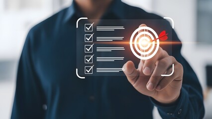 Businessman interacting with futuristic digital interface