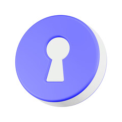 keyhole icon 3d rendering blue button