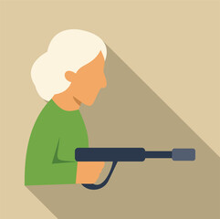 Senior woman holding a laser tag gun, playing recreational game