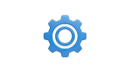 Blue Gear Icon on White Background