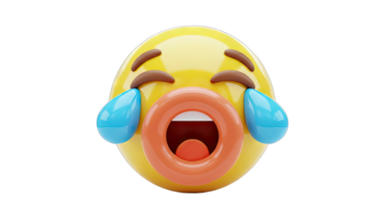 Crying Emoji with Open Mouth on White Background