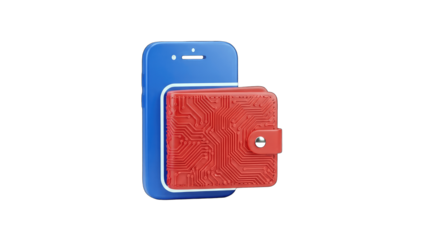 Digital Wallet Concept: Smartphone and Red Wallet Illustration