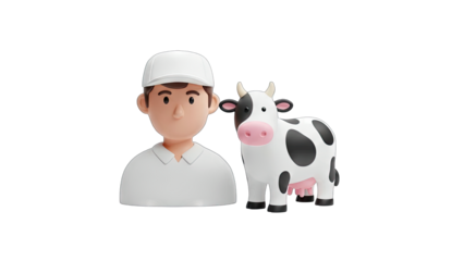 Farmer with Cow: Dairy Farm Concept