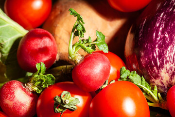 radish vegetable mix on black background