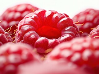 Vibrant Red Raspberries with Glossy Skin and Delicate Texture