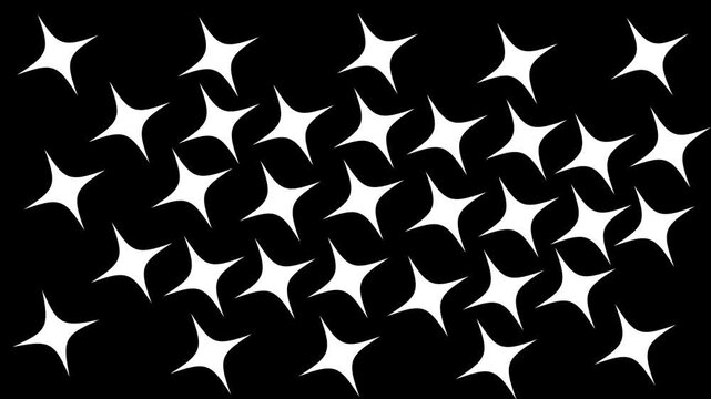 twinkling Star animation black screen falling stars background.twinkle stars overlay screen, white cartoon blinking stars, flat vector doodles, sparkle glitter light effect.4K Animation