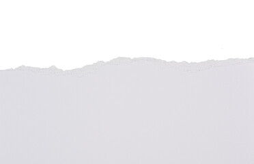 Papel rasgado blanco con textura sobre fondo blanco, recurso gr&aacute;fico
