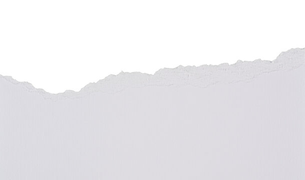 Papel rasgado blanco con textura sobre fondo blanco, recurso gr&aacute;fico
